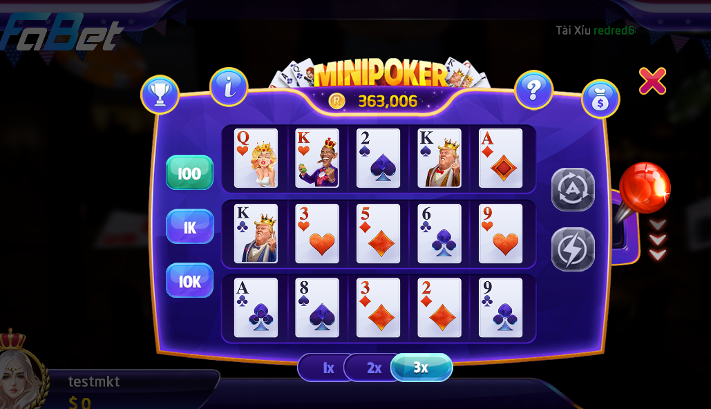 Cách quay Mini Poker tại Fabet bách phát bách trúng